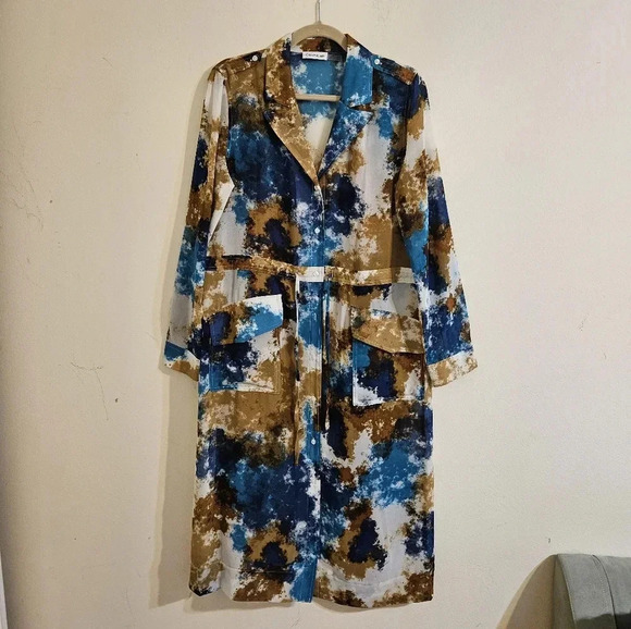 Calvin Klein Tie Dye Shirt Dress - Picture 1 of 6